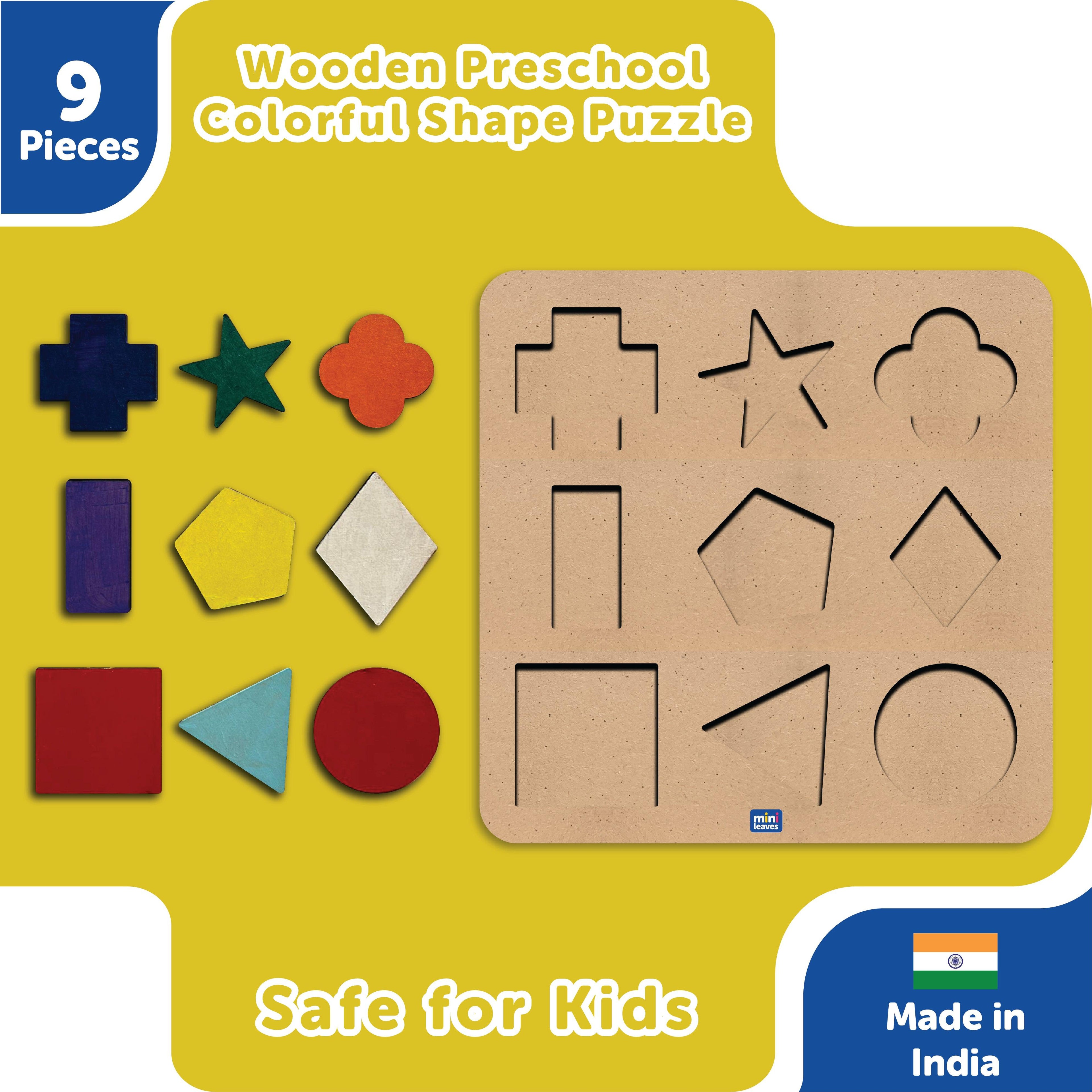 Shape Sorter for Toddlers Color 9 Shapes 1+ Years - Mini Leaves