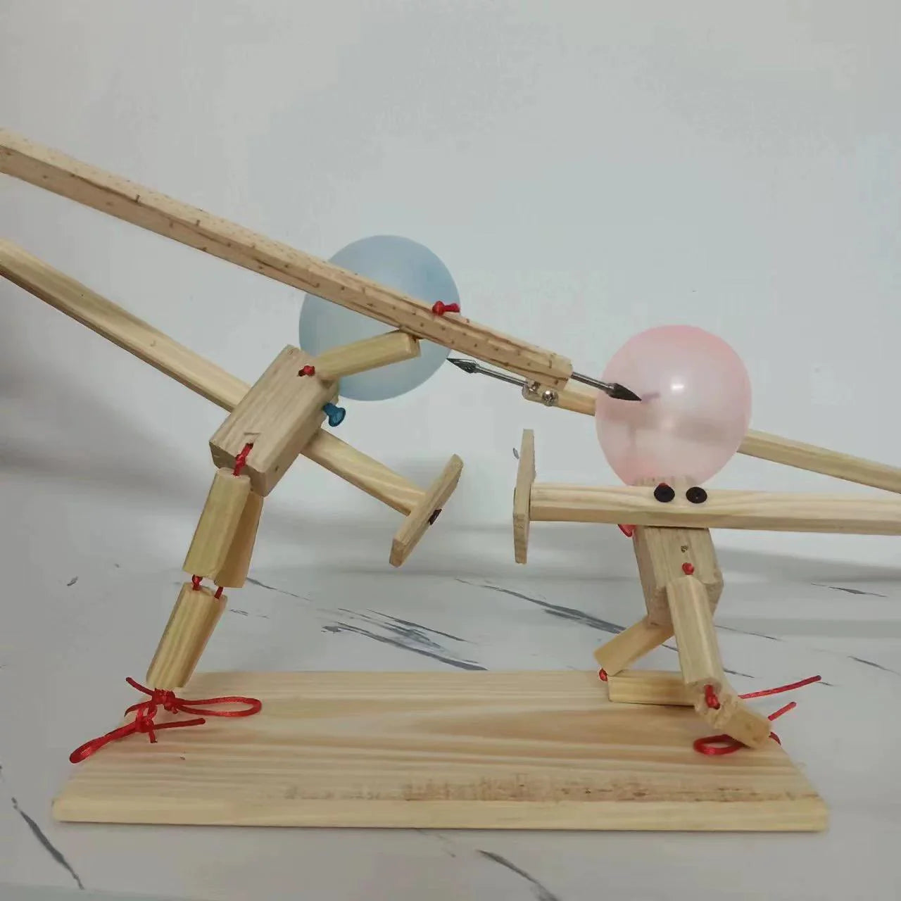 Balloon Bamboo Man Battle Wooden Two-Player Battle Game (Big Size 27 cm)