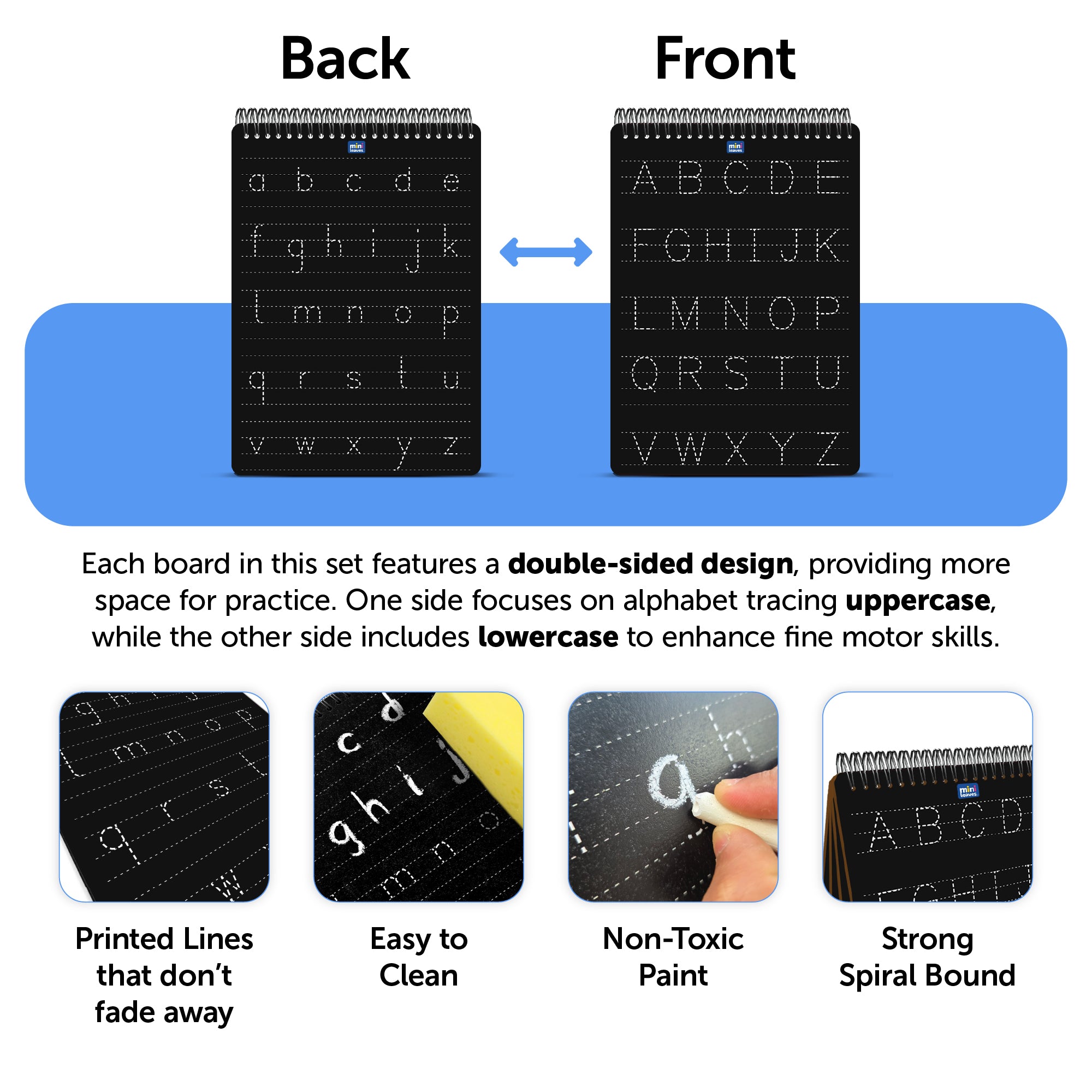 English Alphabets Montessori Pre-Writing Tracing Board – Set of 4 (8 Sides)