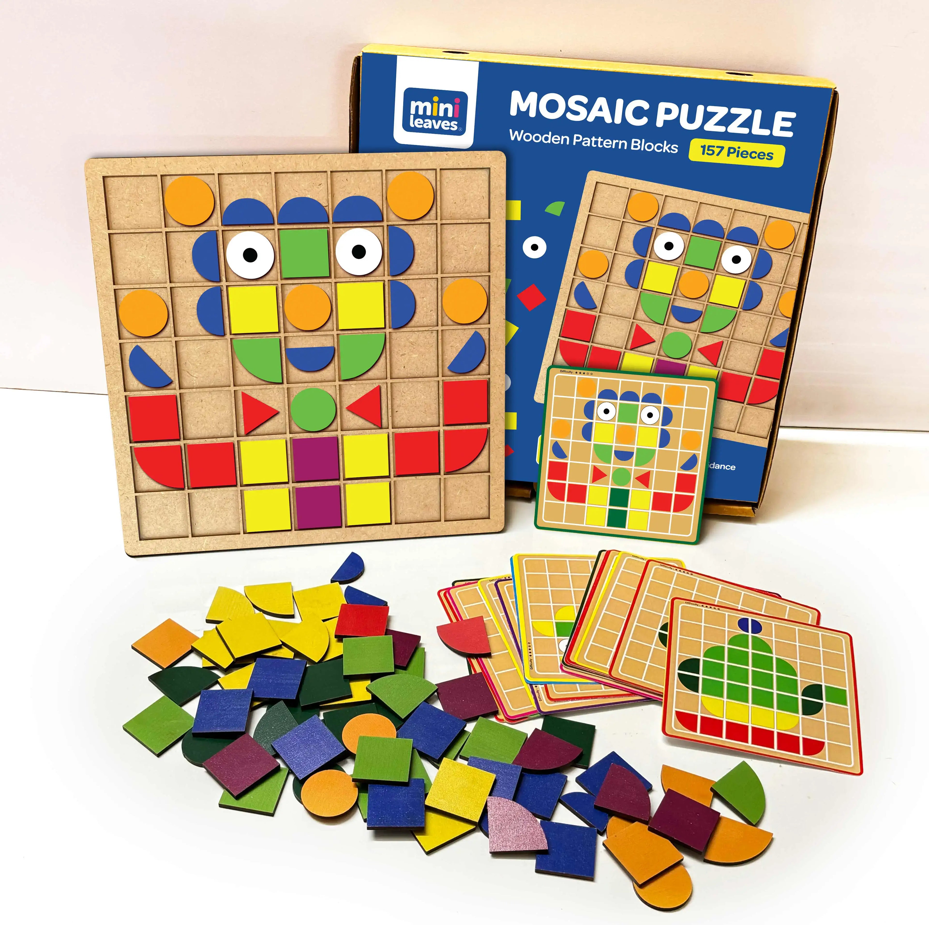 Wooden Pattern Block Puzzle Toy (157 Pieces)