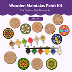 Mandala Paint Kit Tea Coasters Art and Craft Kit 6+ Years - Mini Leaves