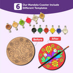 Mandala Paint Kit Tea Coasters Art and Craft Kit 6+ Years - Mini Leaves
