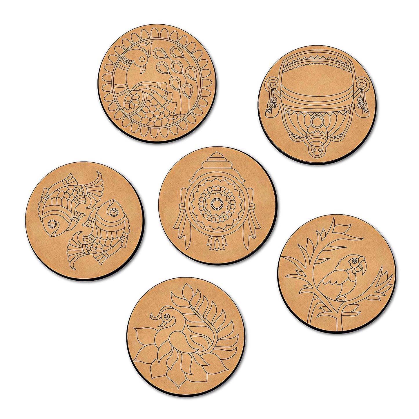 Mandala Tea Coasters Art and Craft Kit for 6+ Years- Beginner - Mini Leaves