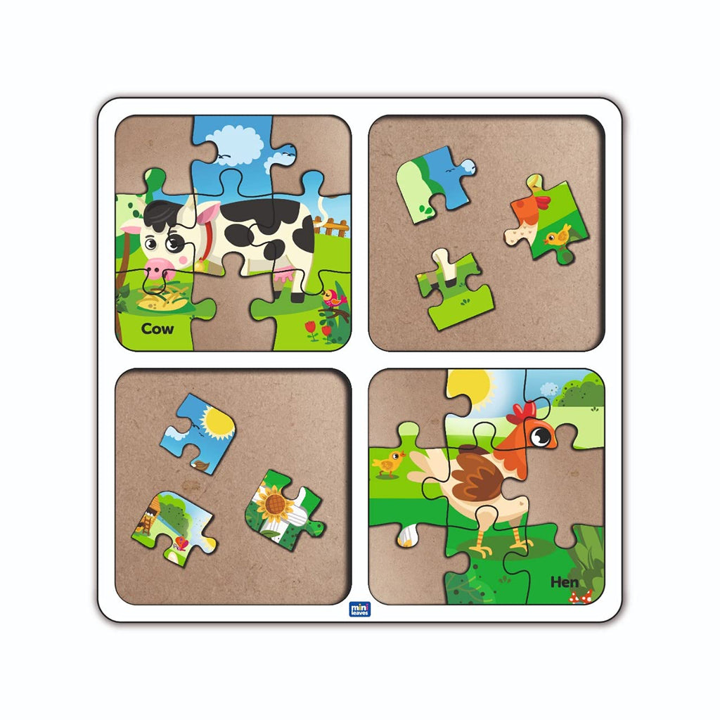 4 in 1 My Farm Wooden Puzzle Toy - Mini Leaves