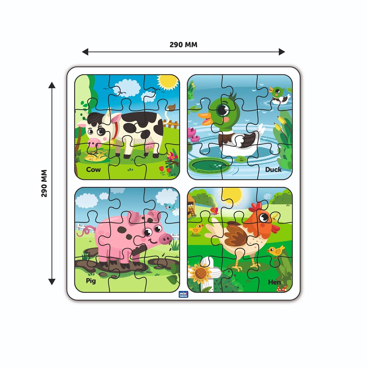 4 in 1 My Farm Wooden Puzzle Toy - Mini Leaves