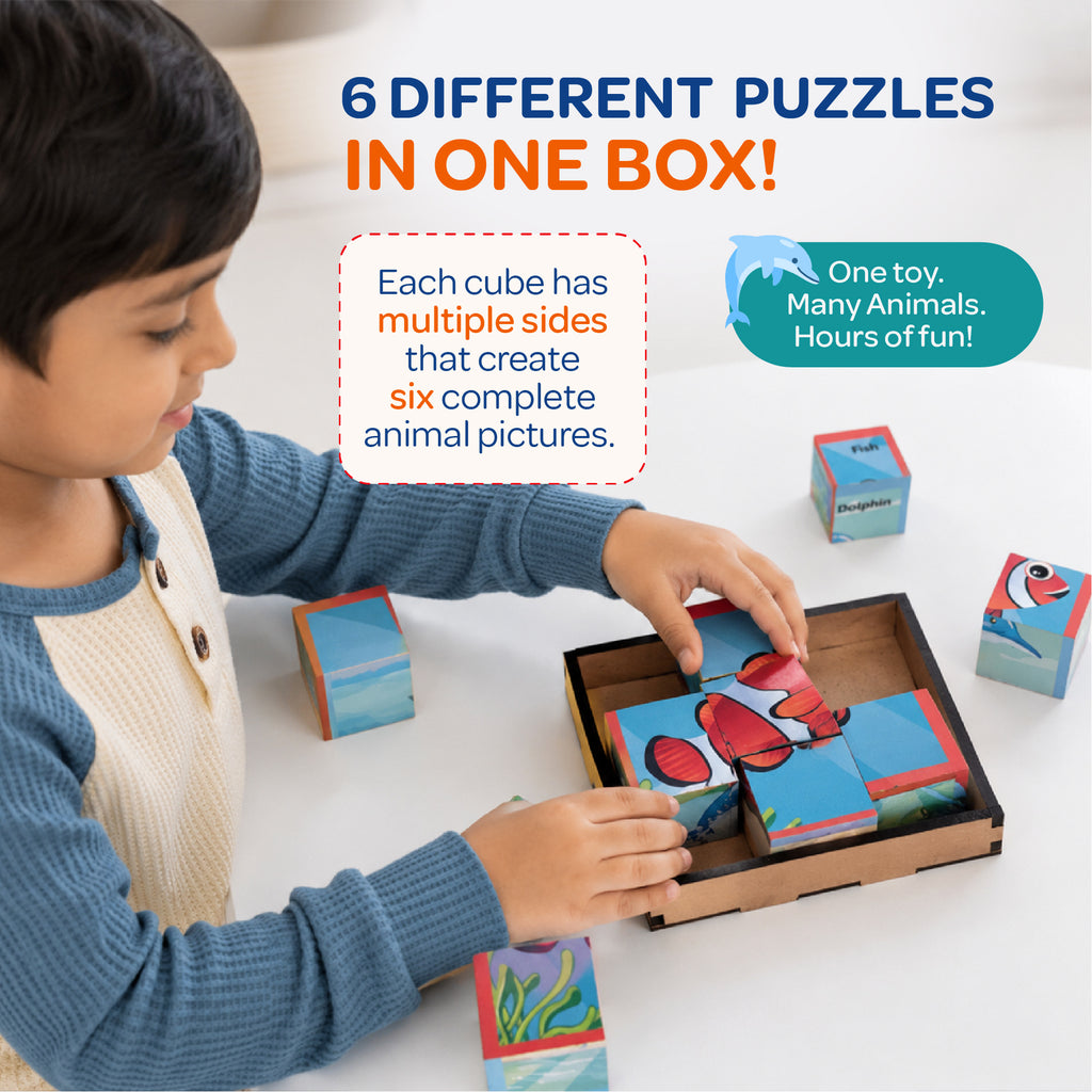 Cube Blocks Ocean Animals 6 Sides with 6 Animal 2+ Years