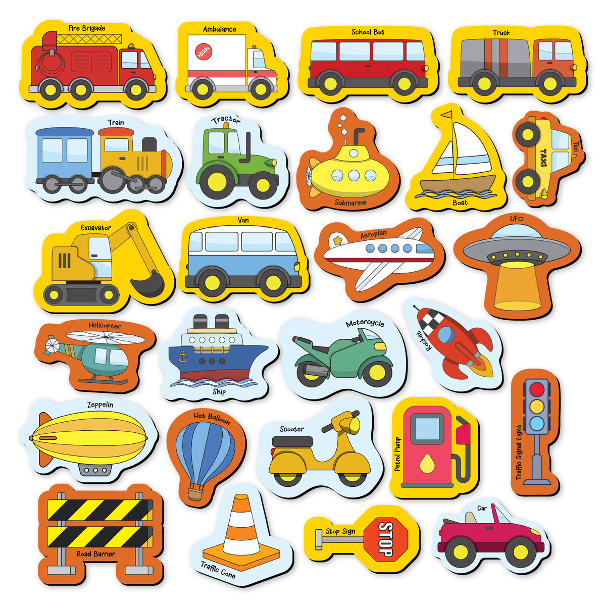 26 Pieces Transport Full Magnetic Fridge Magnets for Kids 2+ Years