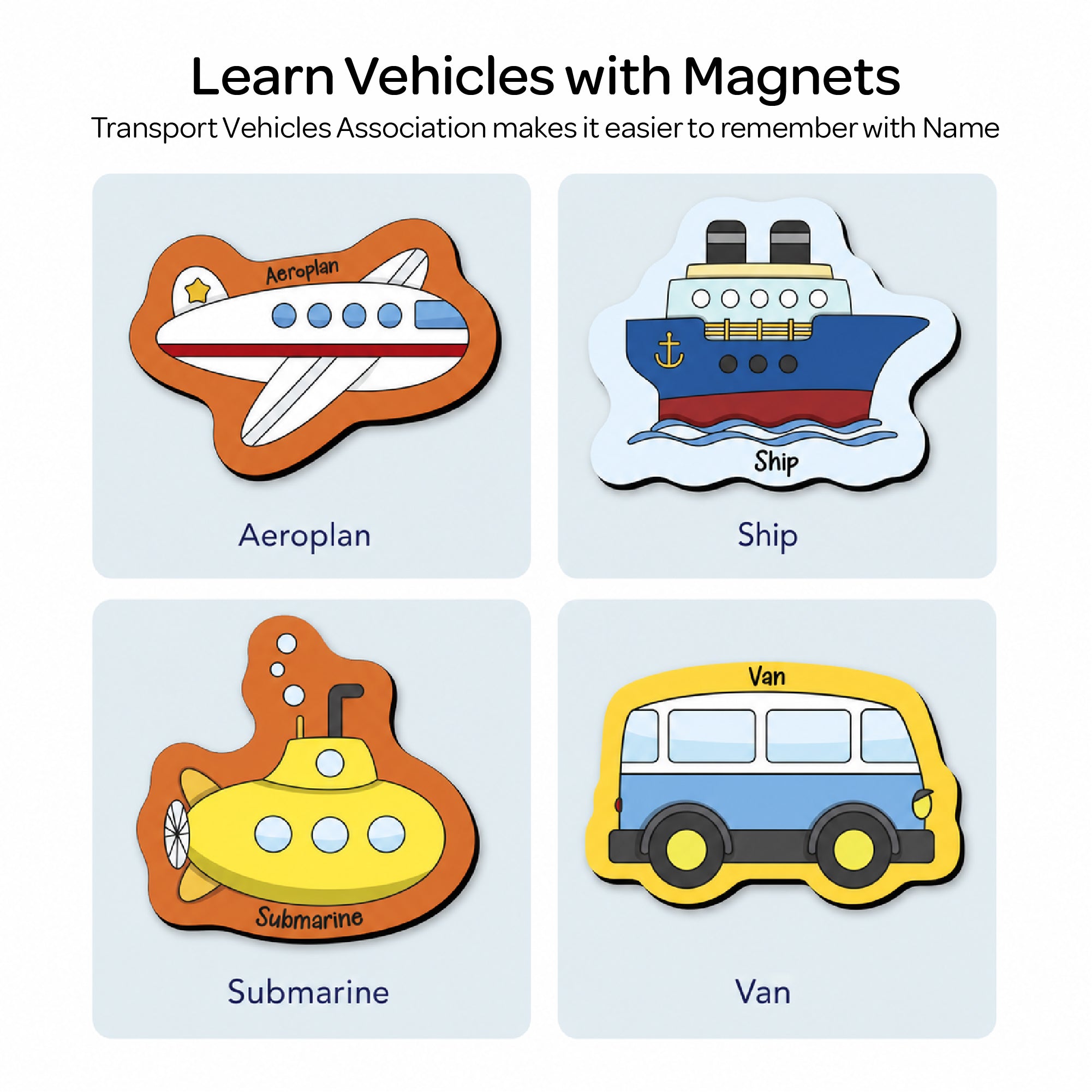 26 Pieces Transport Full Magnetic Fridge Magnets for Kids 2+ Years