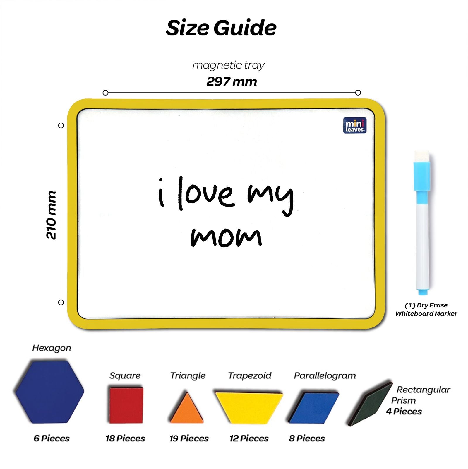 Mini Leaves™ Magnetic Writing White Board | Mosaic Pattern Block Game – 66 Pcs with 20 Activity Cards