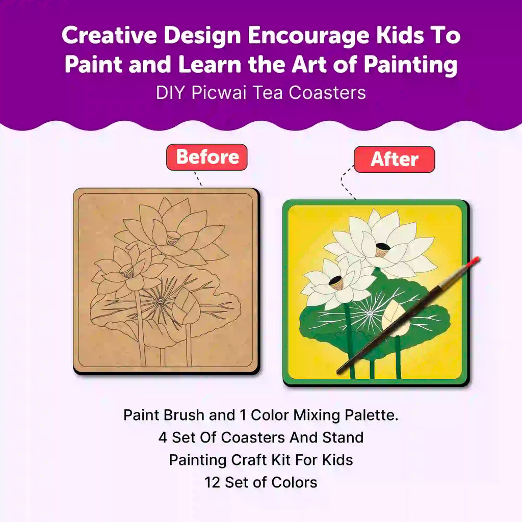 Pichwai Mandala Tea Coaster Paintings DIY Kit for 6+ Years