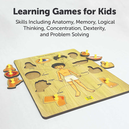 Wooden Human Body Part Knob and Pegged Puzzle for 2+ Years