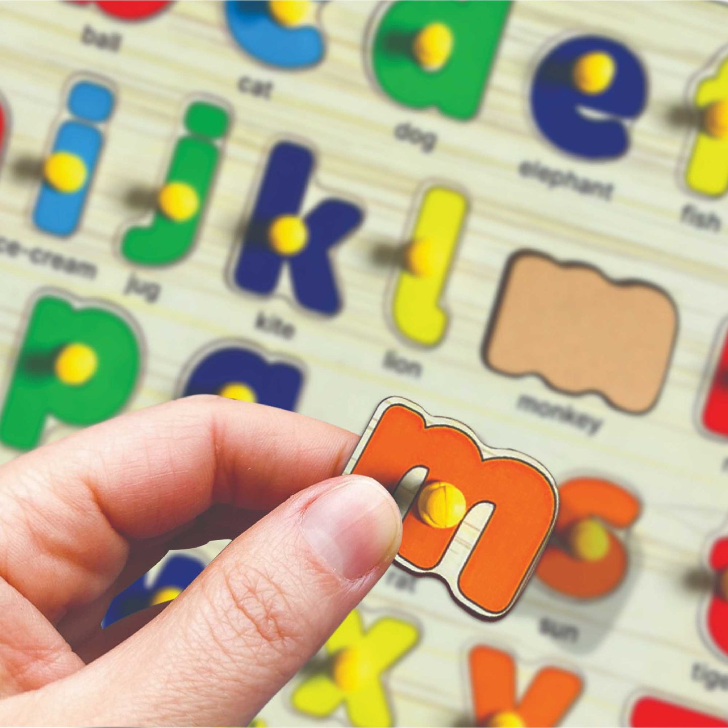 Small ABCD Knob and Pegged Puzzle for Kids 2+ Years
