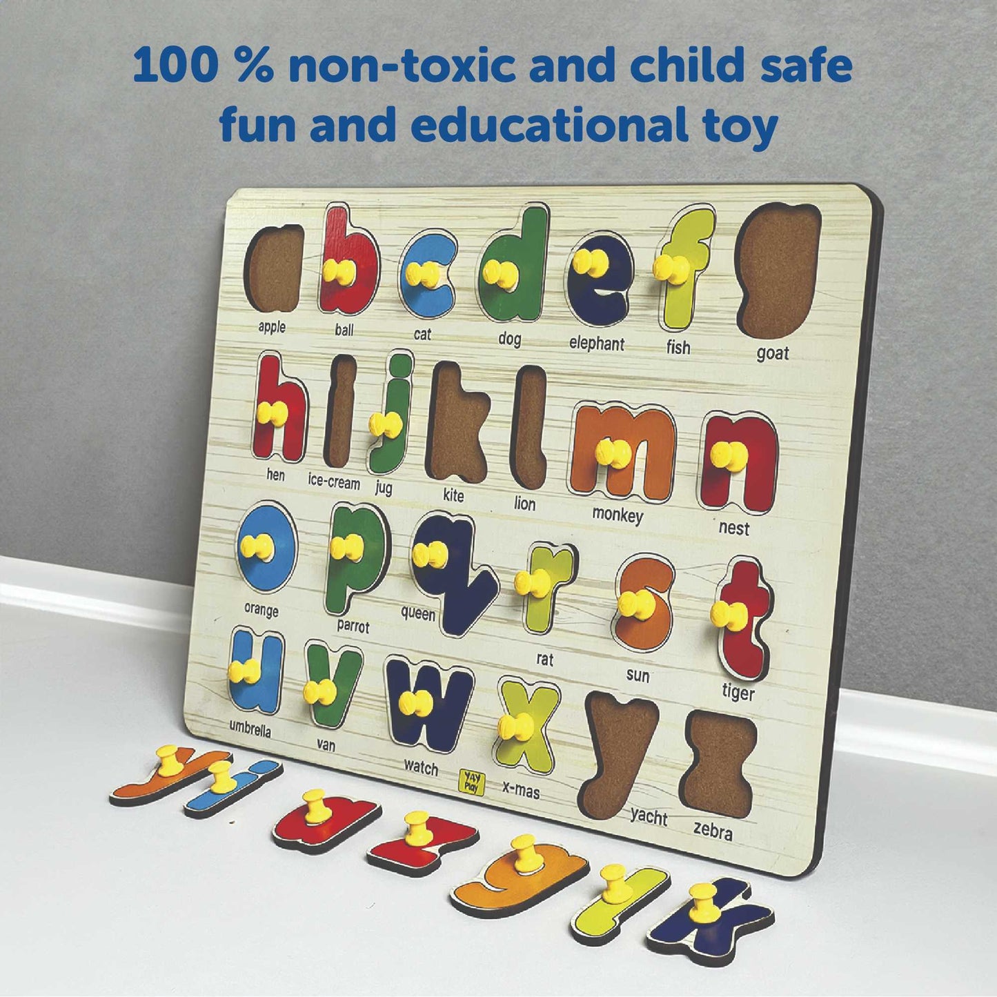 Small ABCD Knob and Pegged Puzzle for Kids 2+ Years