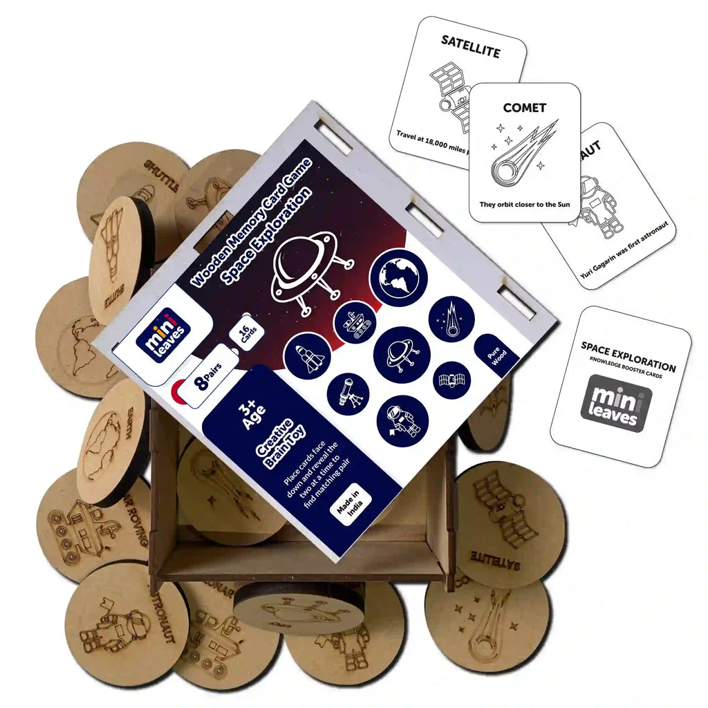 Space Exploration Memory Card Game 8 Pairs 2+ Years - Mini Leaves