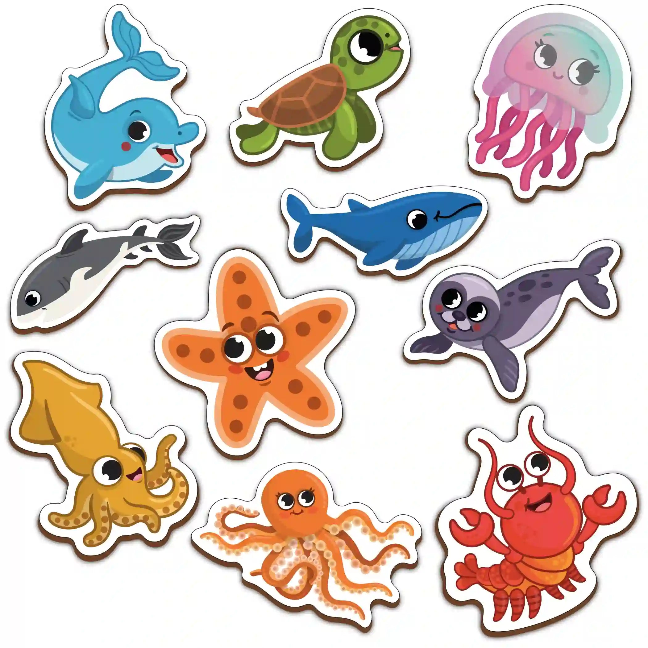 Fridge Magnetic Sea Animals Set of 10 2+ Years - Mini Leaves