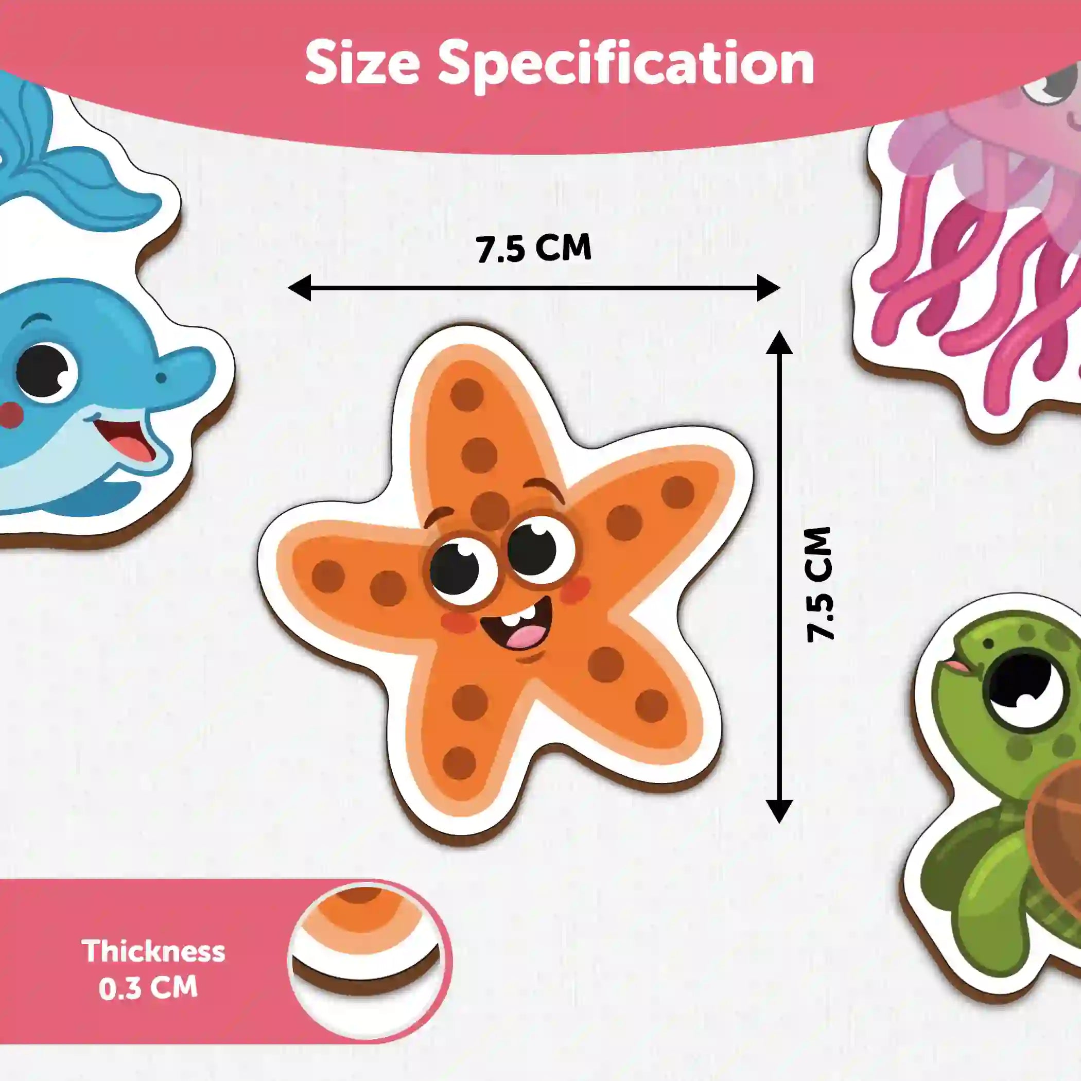 Fridge Magnetic Sea Animals Set of 10 2+ Years - Mini Leaves