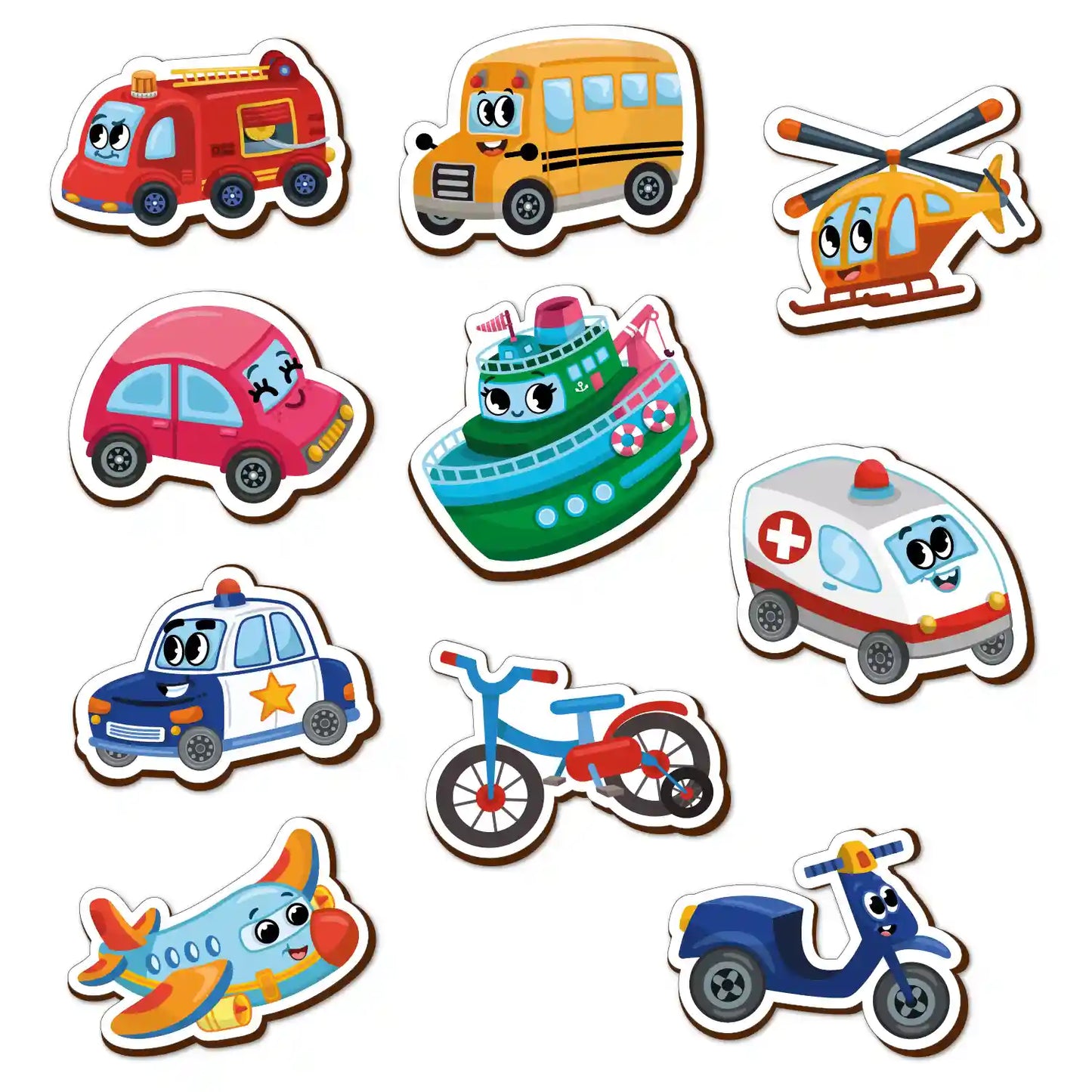 Fridge Magnetic Transport Set of 10 2+ Years - Mini Leaves