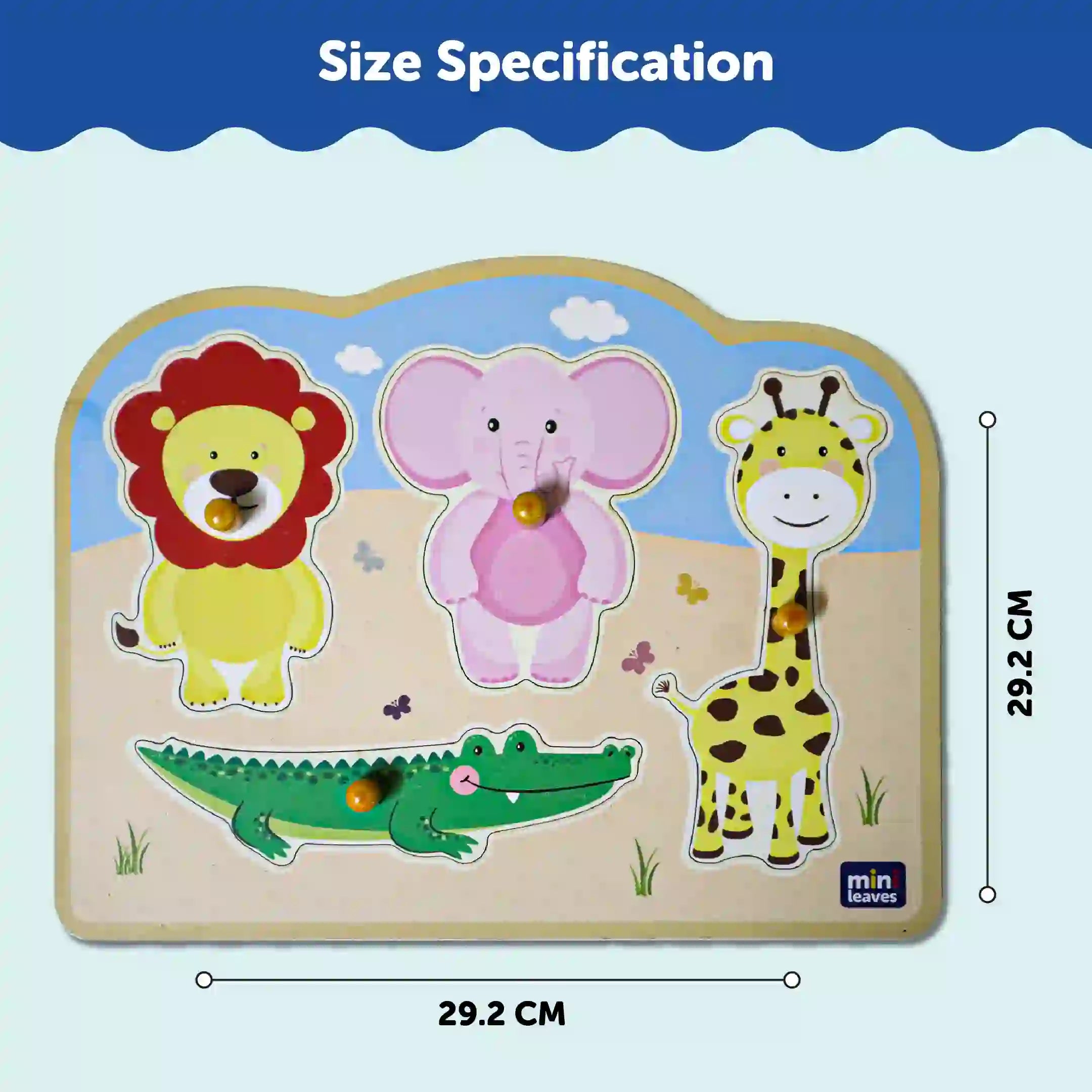 Jungle Animal with Jumbo Knob 1+ Years - Mini Leaves