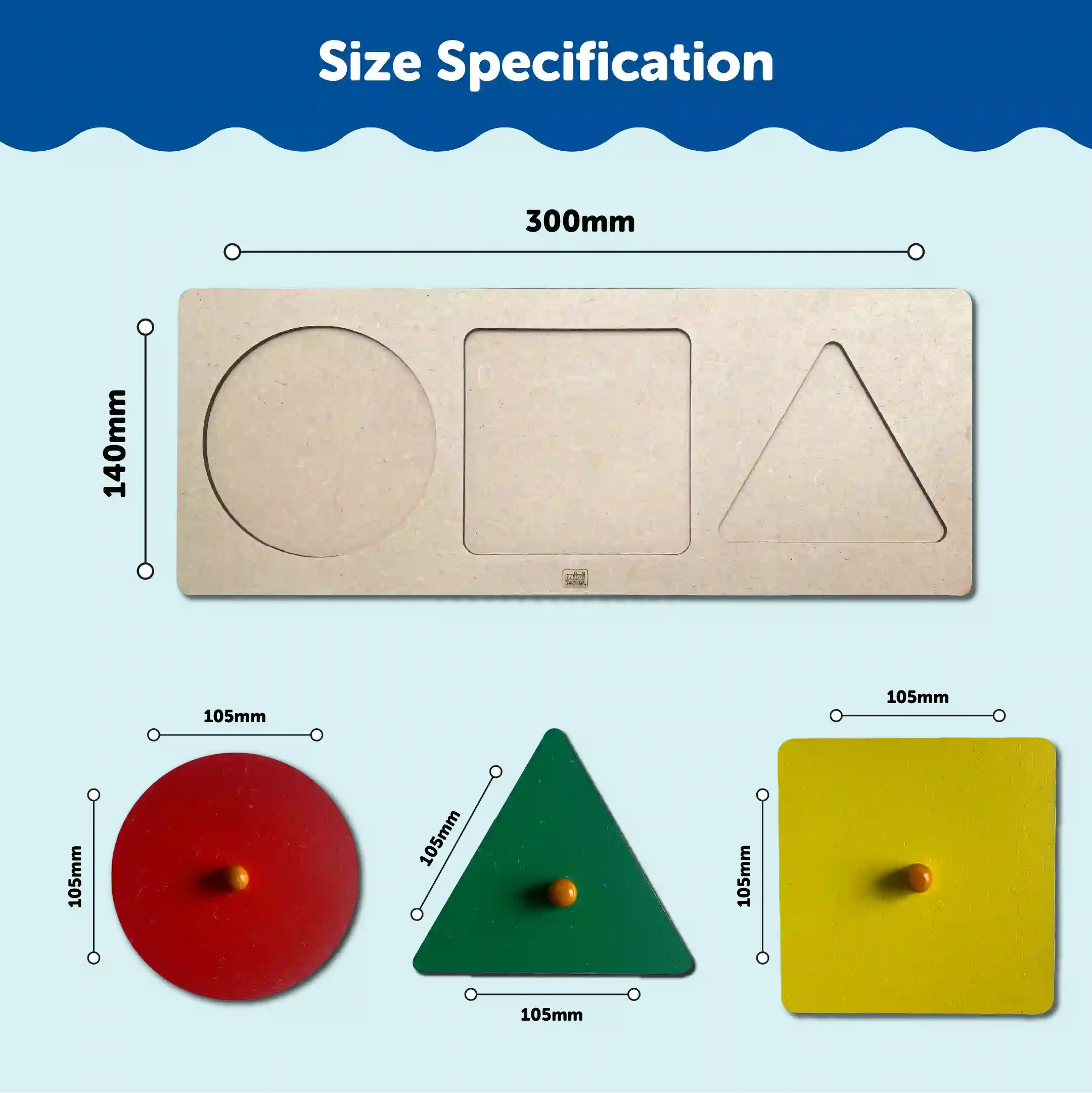 Montessori 3 Shapes Knob Board 1+ Years - Mini Leaves