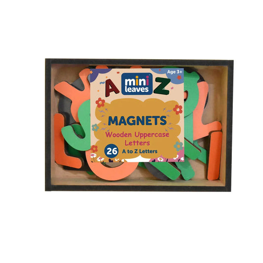 26 Wooden Capital Alphabet Magnets in a Box 3+ Years - Mini Leaves