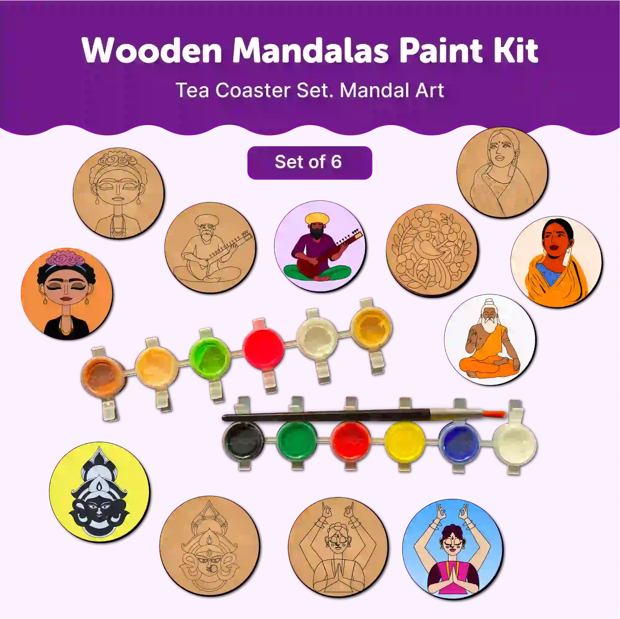 Mandala Tea Coasters Art and Craft Kit 6+ Years- Beginner
