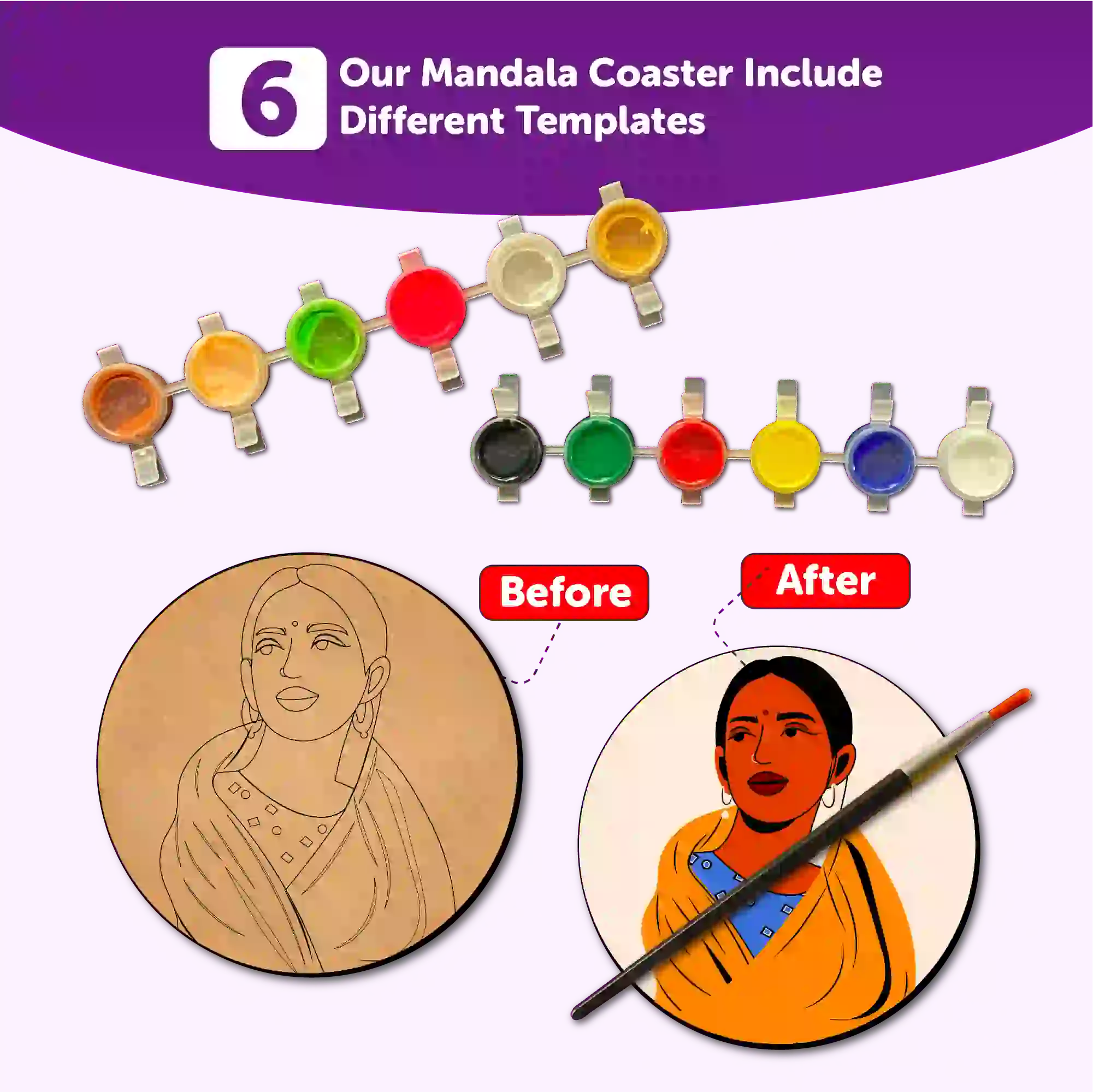 Mandala Tea Coasters Art and Craft Kit 6+ Years- Beginner