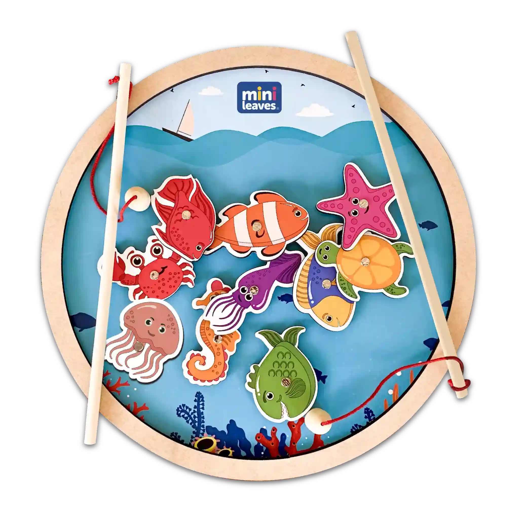 Fishing Game with magnetic poles round 3+ Years - Mini Leaves