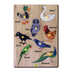 Birds Wooden Knob Puzzle Board 3+ Years