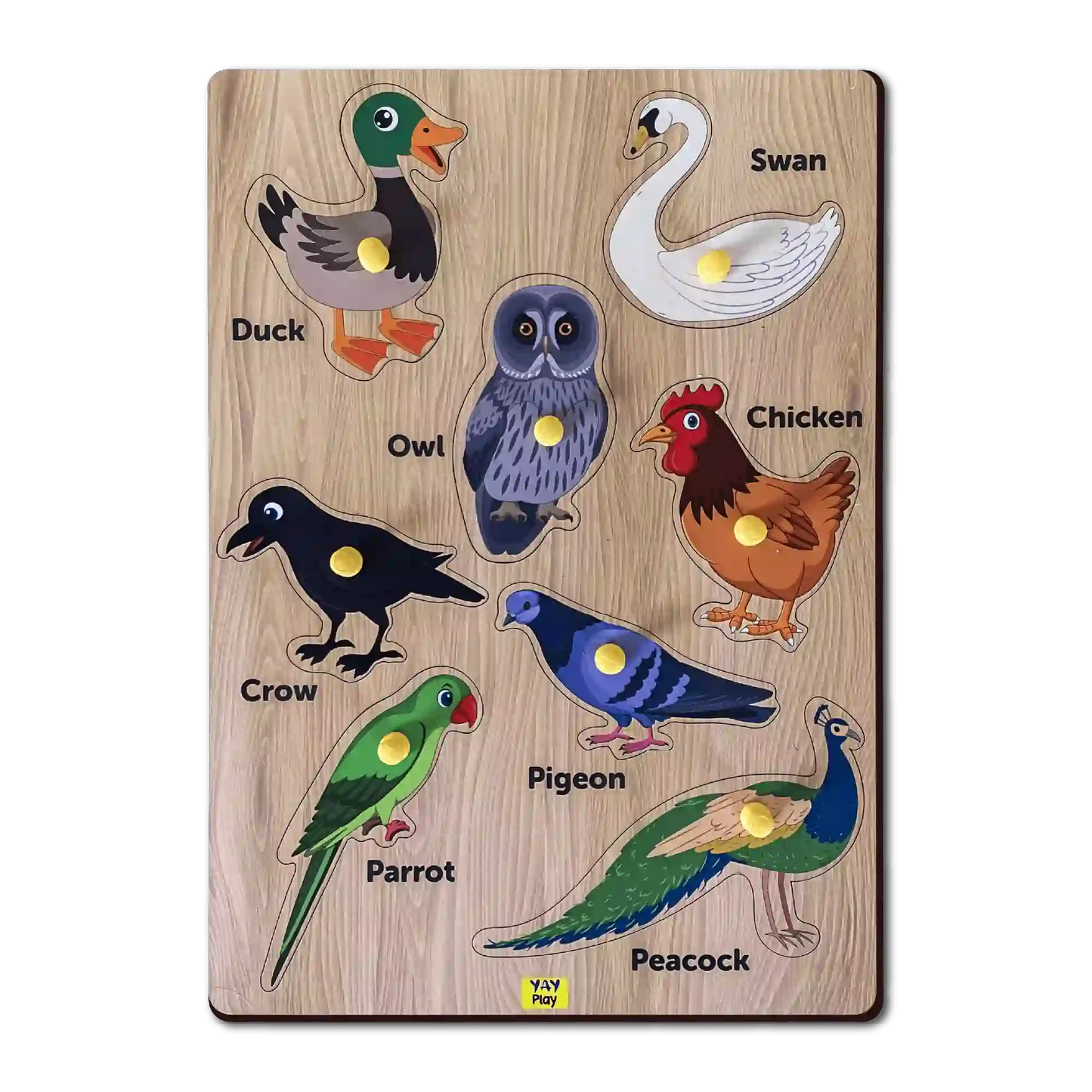 Birds Wooden Knob Puzzle Board 3+ Years