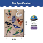 Birds Wooden Knob Puzzle Board 3+ Years