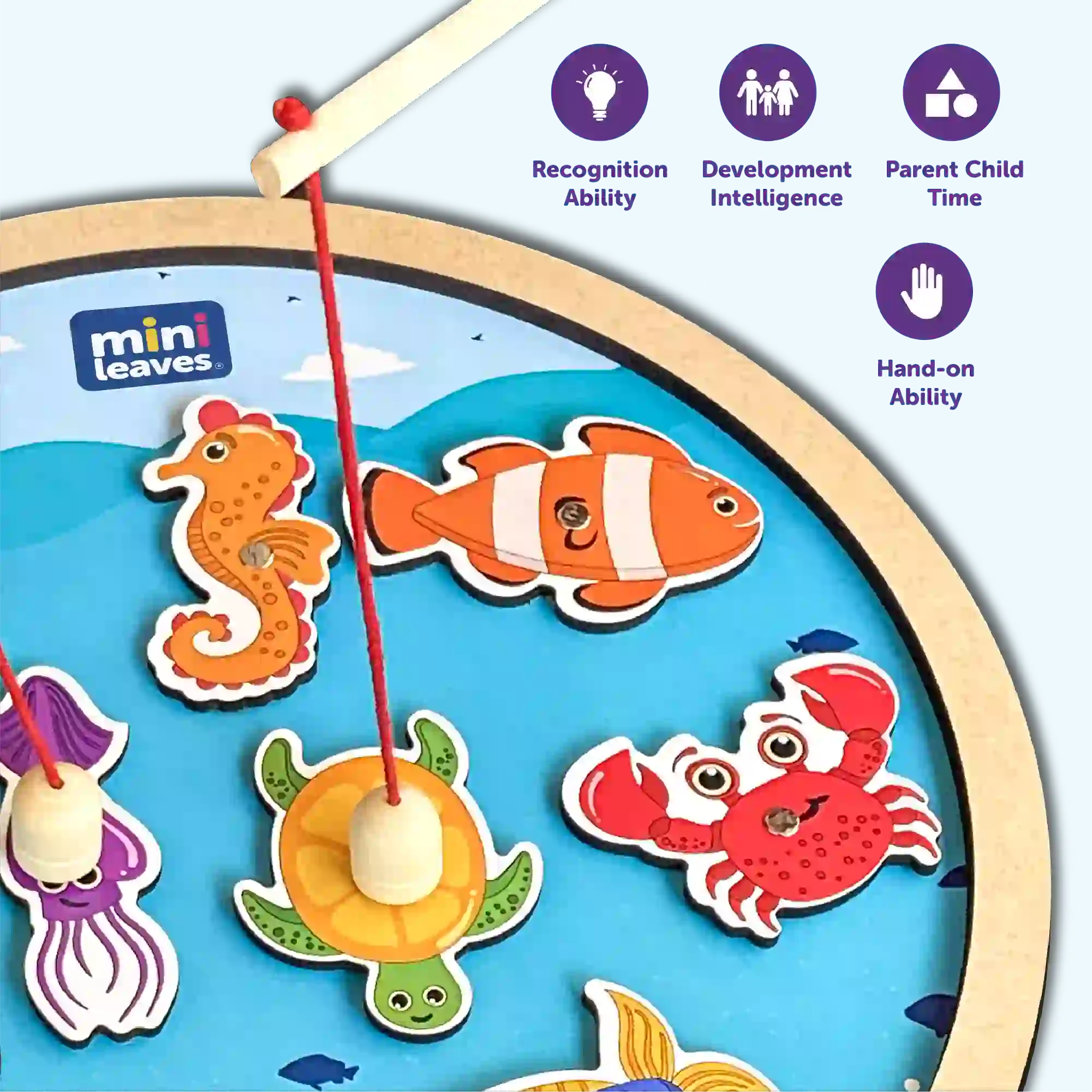 Fishing Game with magnetic poles round 3+ Years - Mini Leaves