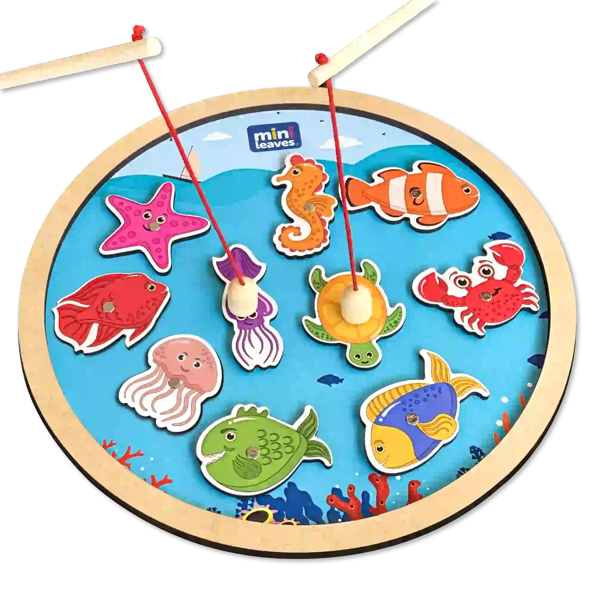 Fishing Game with magnetic poles round 3+ Years - Mini Leaves