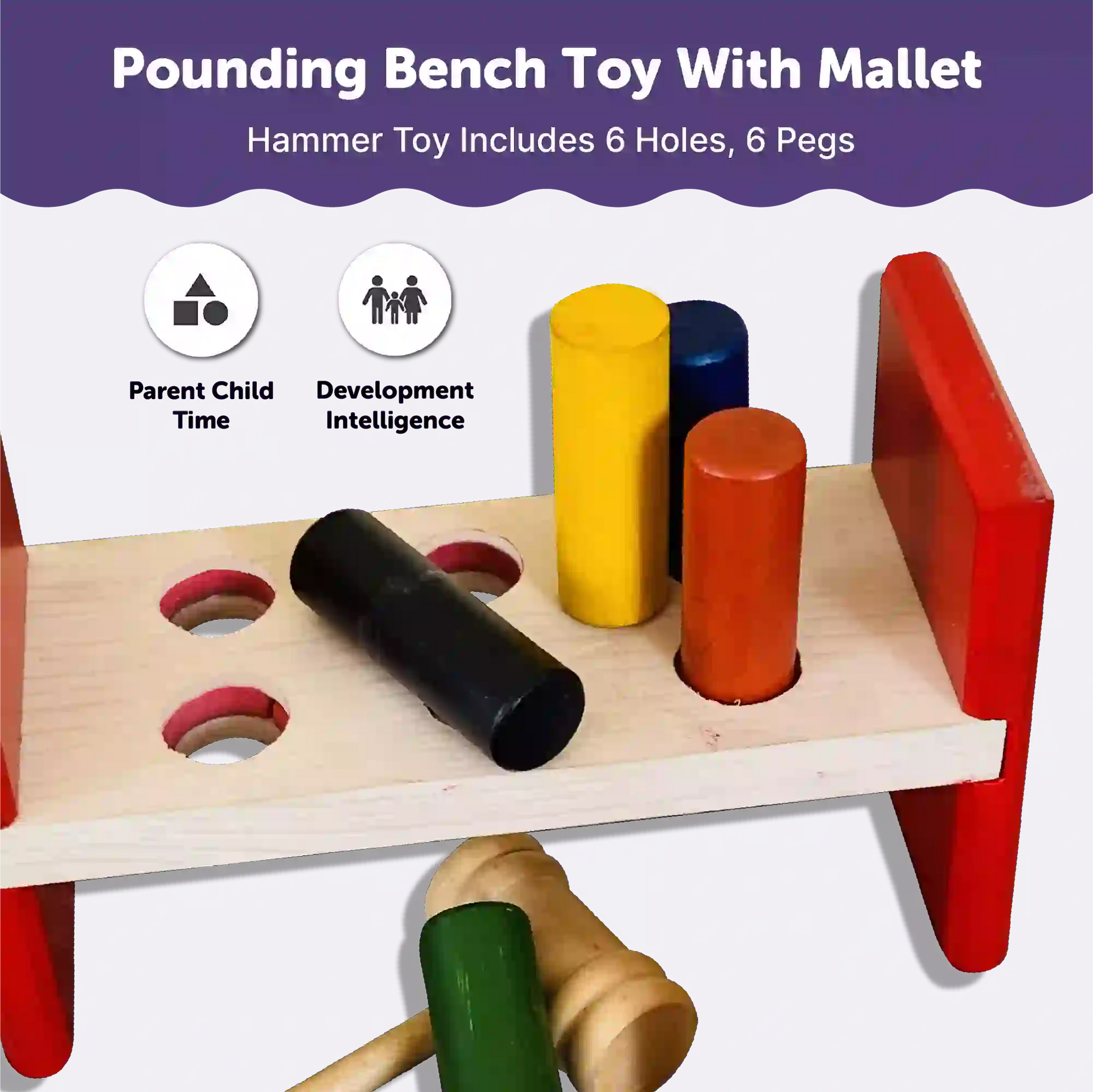 Hammer and Peg Wooden Toys 18 Months + - Mini Leaves