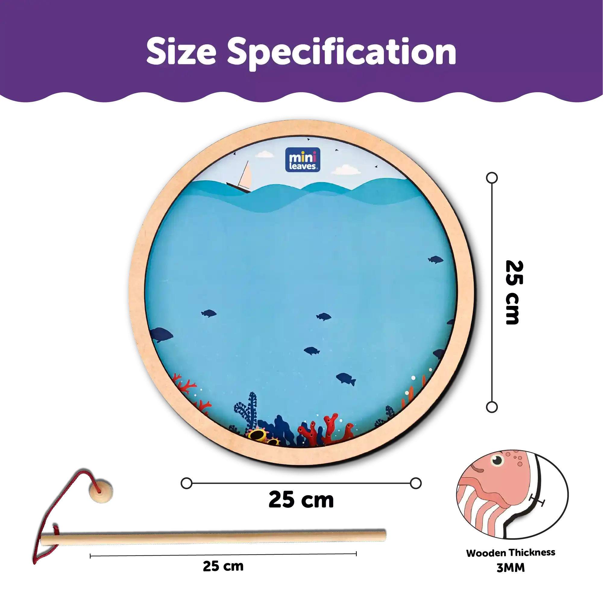 Fishing Game with magnetic poles round 3+ Years - Mini Leaves