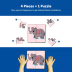 Wild Animal 4 pieces wooden puzzles (2-4 Years) - Mini Leaves