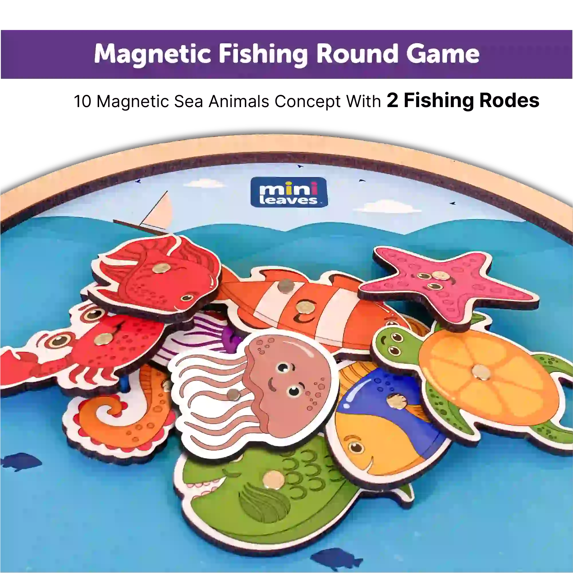 Fishing Game with magnetic poles round 3+ Years - Mini Leaves